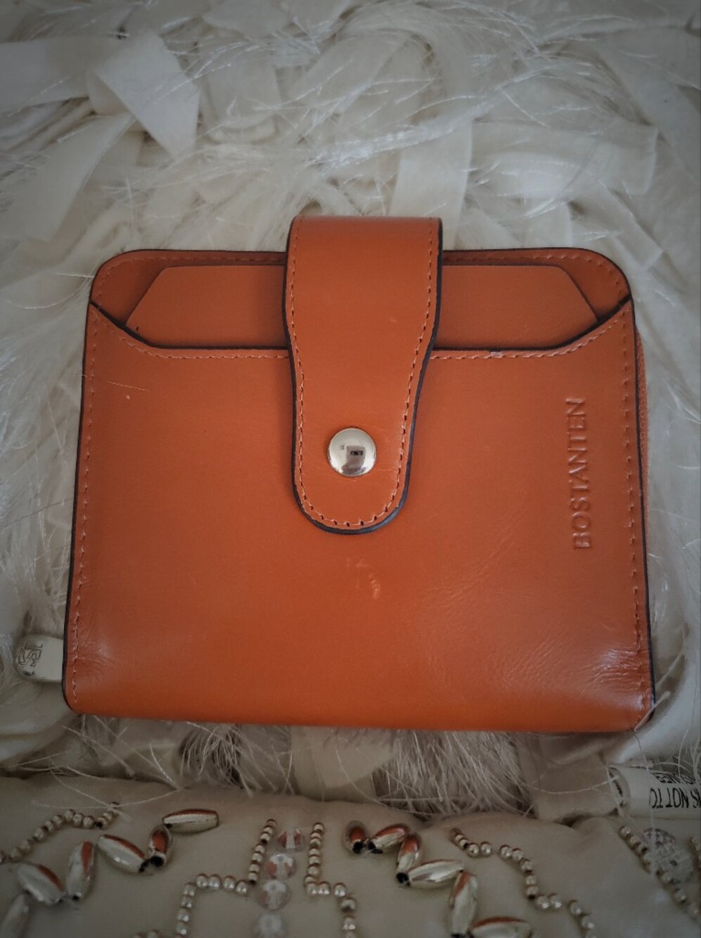 Bostonian Orange Snap-Tab Leather Wallet